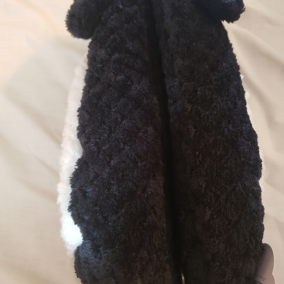 Women's Black Plush Cat Slip-On Slippers with White Sherpa Lining - Picture 5 of 6